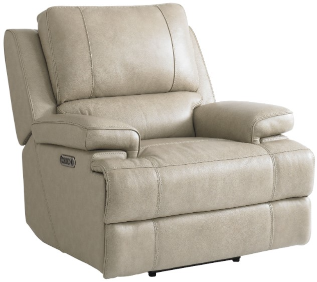 Bassett Furniture Club Level Parsons Flax Leather Wallsaver Power Recliner Park Home Store Duncansville PA