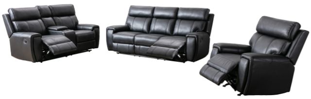 Mazin Furniture Carnegie Black Manual Reclining Loveseat with Center Console-3