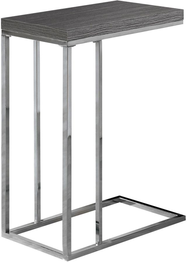 Monarch Specialties Inc. Grey Top Accent Table with Chrome Metal Base -0