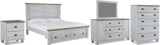 Signature Design by Ashley® Haven Bay 5-Piece Two-Tone King Panel Storage Bed Set-0