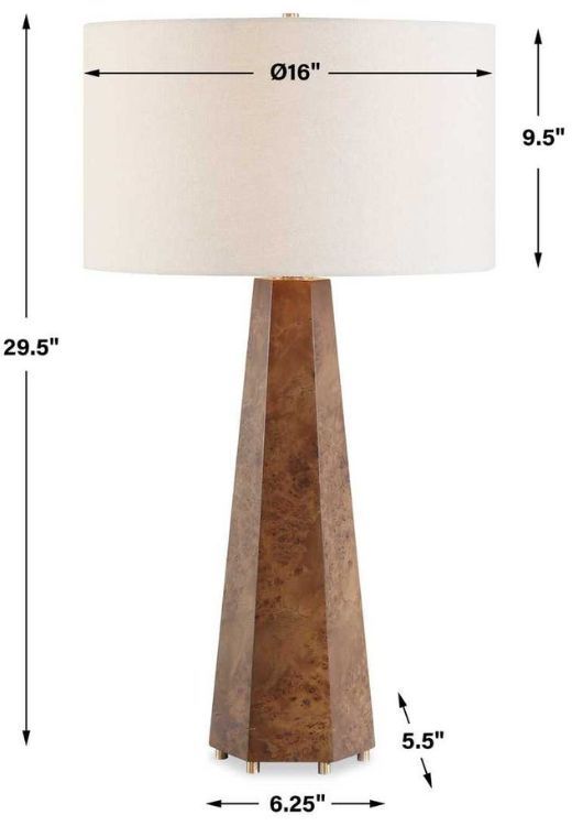 Uttermost® McCaffrey Antique Brass Tapered Burl Table Lamp-3
