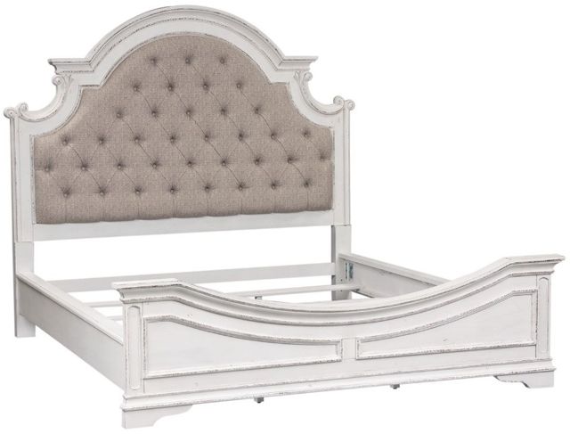 Liberty Furniture Magnolia Manor Antique White/Gray Queen Upholstered Panel Bed-0