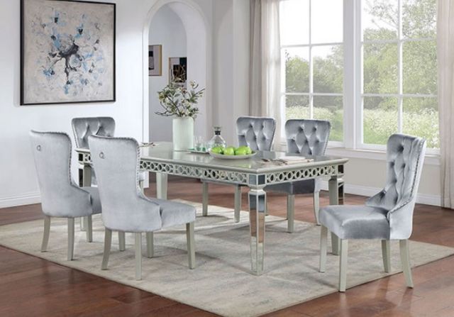 Furniture of America® Adalia 2-Piece Dark Gray/Silver Dining Chair Set-1