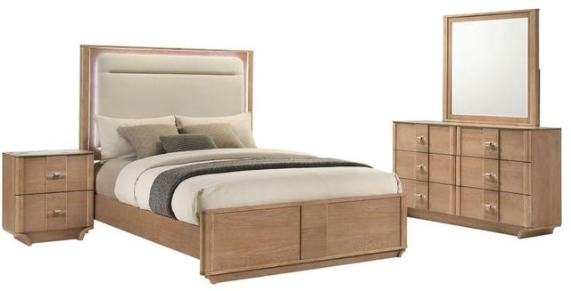 Coaster® Leanne 4-Piece Light Oak Eastern King Panel Bedroom Set-0