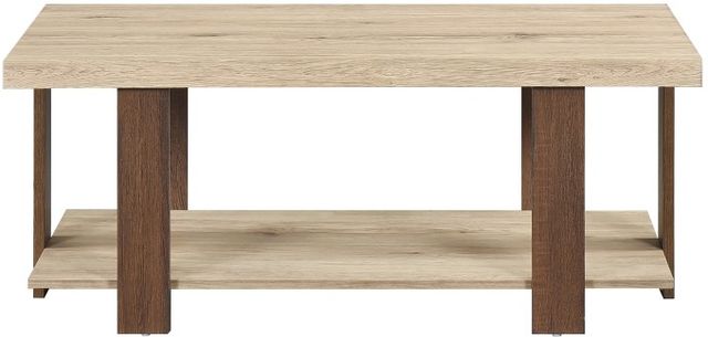 Mazin Furniture Rosedale Rustic Oak Coffee Table with Dark Brown Base-1