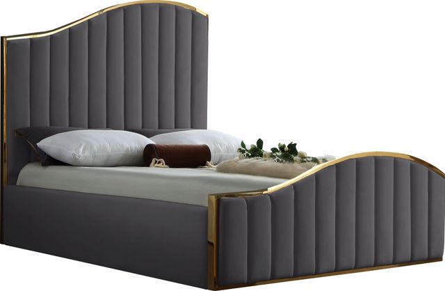 Meridian Furniture Jolie Gray King Upholstered Panel Bed-0