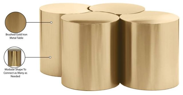 Meridian Furniture Dimple 4-Piece Gold 18" Modular Nesting Coffee Table Set-3
