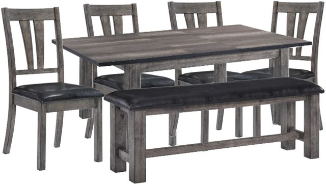 Elements International Nathan 6-Piece Black/Gray Dining Set-0