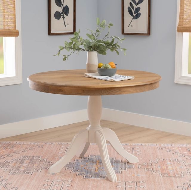 Linon Norah Natural/White Pedestal Dining Table-2