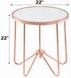 ACME Furniture Alivia White Frosted Glass Top End Table with Rose Gold Base-2