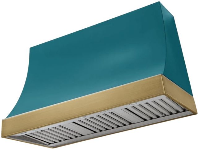 AGA Marquee 48" Salcombe Blue Wall Mounted Range Hood  with Antique Brass Trim-0