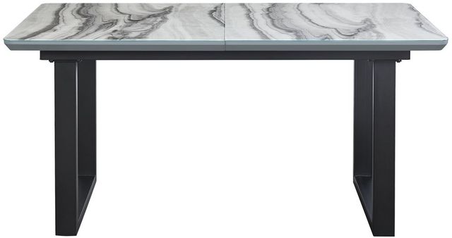 Mazin Furniture Barcelona Gray Faux Marble Dining Table with Black Metal Base -1