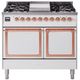 Ilve® Nostalgie II Noblesse 40'' White Pro Style Dual Fuel Range with Copper Trim-0