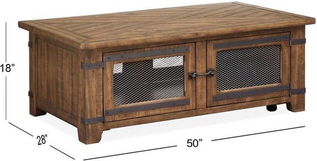 Magnussen Home® Chesterfield Farmhouse Timber Lift Top Storage Cocktail Table with Casters-2