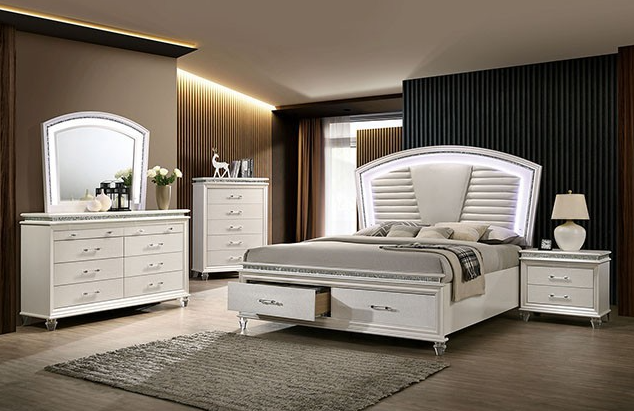 Furniture of America® Maddie Peral White/White California King Bed-1