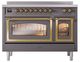Ilve® Nostalgie II Noblesse 48'' Graphite Matte Pro Style Induction Range with Brass Trim-1