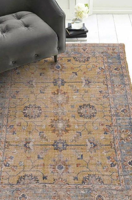 KAS Rugs Morris Gold/Lt Blue Karissa 5'x7' Area Rug-4