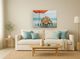 Classy Living Adventurous Seaside Serenity Under Orange Umbrella Wall Art-1