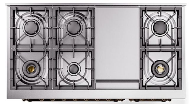 Ilve® Nostalgie II Noblesse 48'' Blue Gray Pro Style Dual Fuel Range with Chrome Trim-3