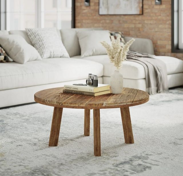 Jofran Inc. Reclamation Brown Round Coffee Table-1
