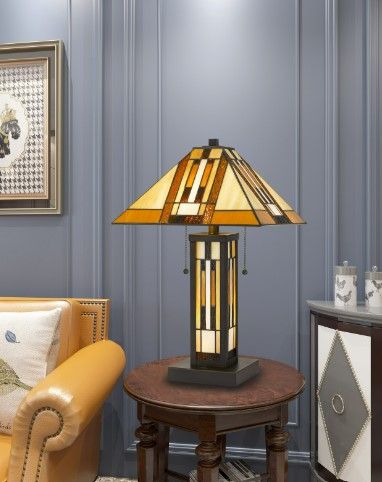 Cal® Lighting & Accessories Tiffany Dark Bronze/Orange Table Lamp-1