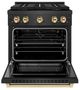 ZLINE Autograph Edition Paramount 30" 4.2 Cu. Ft. Black Satin Stainless Steel Gas Range with 4 Burner DuoPro™ Cooktop and Convection Gas Oven with Polished Gold Accents-1