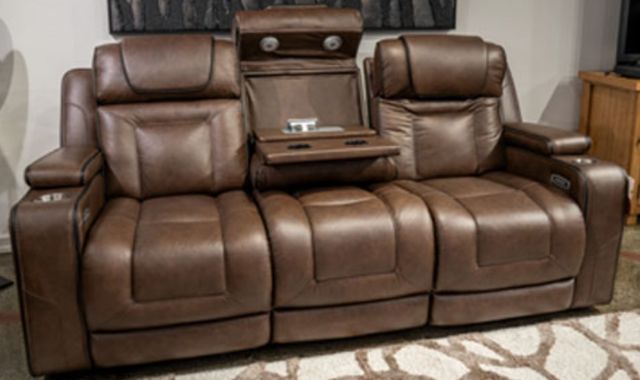 Signature Design by Ashley® Mestrino Hickory Power Reclining Sofa with Adjustable Headrest -1