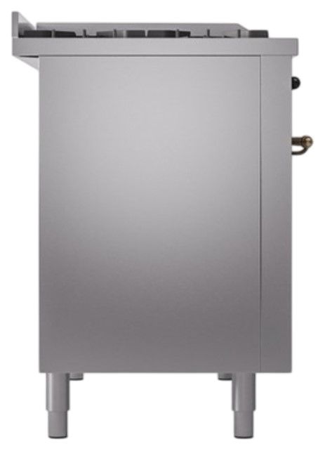 Ilve® Nostalgie II Noblesse 48'' Stainless Steel Pro Style Dual Fuel Range with Burnished Trim-2
