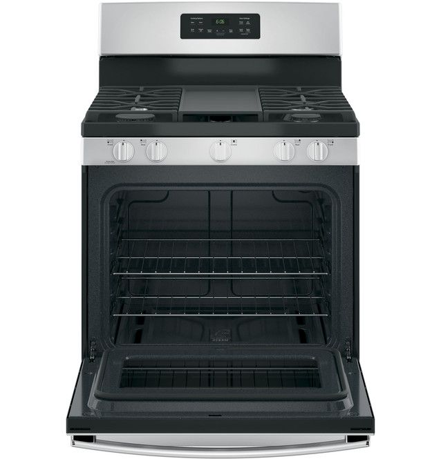 GE® 30" Black/Stainless Steel Freestanding Gas Range-2