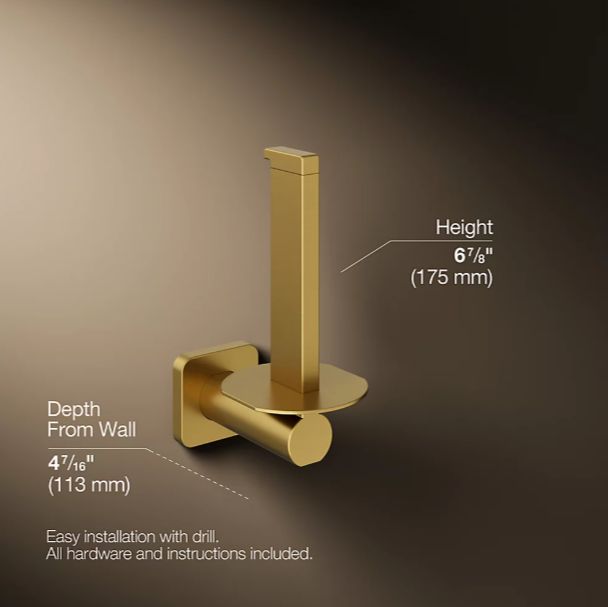 KOHLER® Parallel® Vibrant Brushed Moderne Brass Vertical Toilet Paper Holder-2