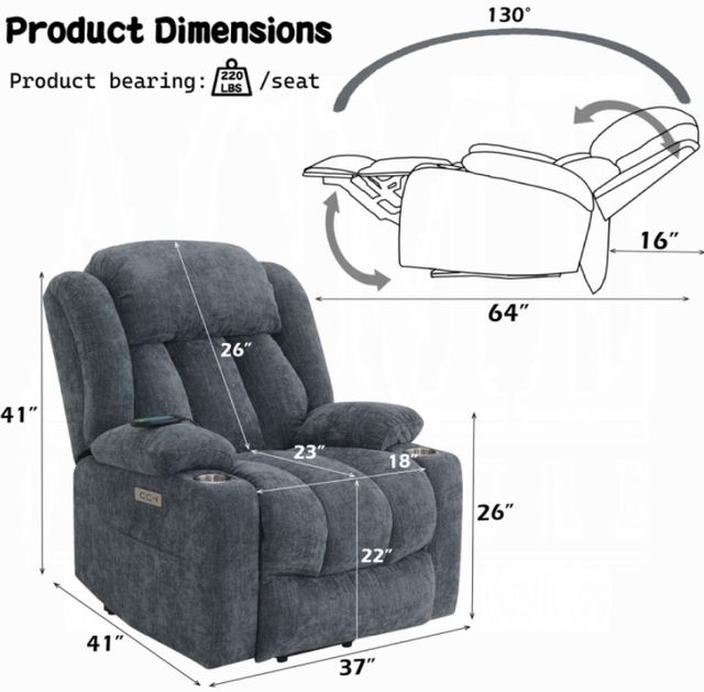 ACME Furniture Omarion Blue Power Recliner-2