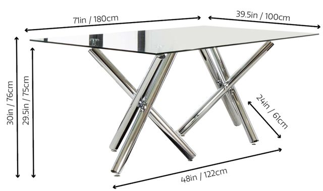 Cramco Mantis Glass Top Dining Table with Chrome Base-2