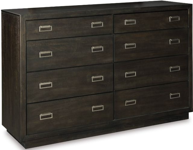 Signature Design by Ashley® Hyndell 6-Piece Dark Brown King Upholstered Panel Bed Set-2