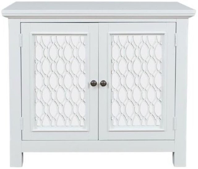 Jofran Inc. Isabella White 38" Mirrored Accent Cabinet-2