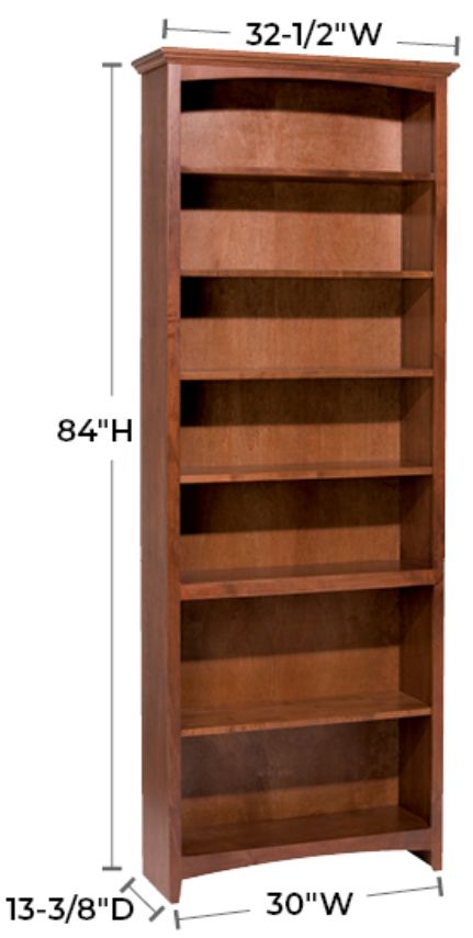 Whittier Wood® Furniture Customizable McKenzie 6-Shelf 30" Bookcase-1