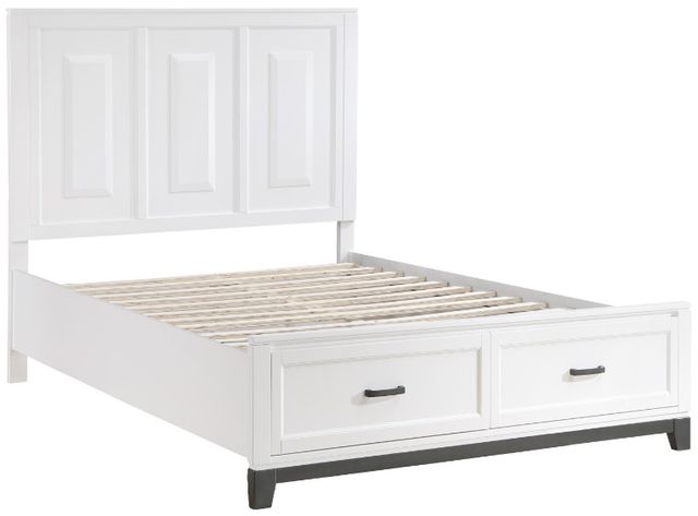 Homelegance® Garretson Gray/White Queen Panel Bed with Footboard Storage-3