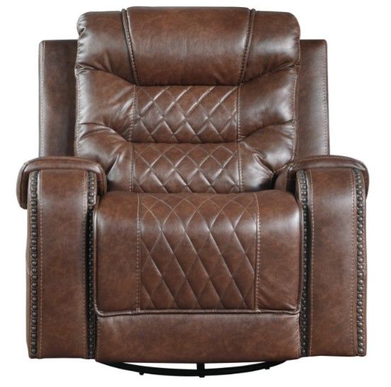 Homelegance® Putnam Brown Swivel Manual Glider Recliner-2