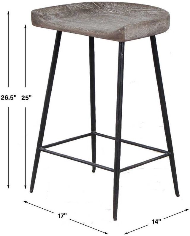 Uttermost® Carnival Driftwood Gray Counter Stool-2