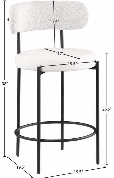 Meridian Furniture Beacon Cream/Matte Black 27" Counter Stool-3