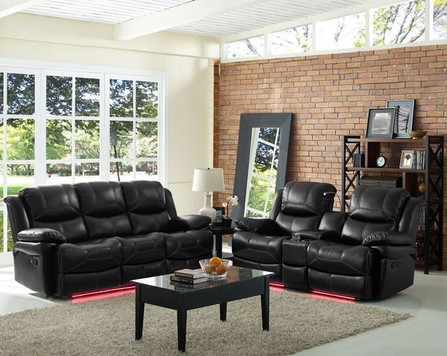New Classic® Home Furnishings Flynn Premier Black Power Reclining Loveseat with Reading Light-4