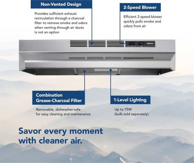 Broan® 40000 Series 24" Stainless Steel Under Cabinet Range Hood-3