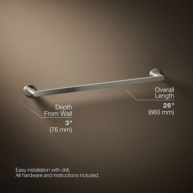 KOHLER® Composed® Vibrant Polished Nickel 24" Towel Bar-4