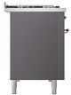 Ilve® Nostalgie II Noblesse 48'' Graphite Matte Pro Style Dual Fuel Range with Brass Trim-2