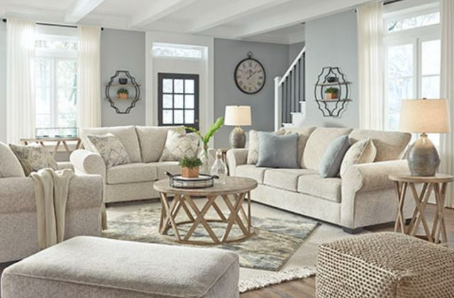 Benchcraft® Haisley 2-Piece Ivory Chair and Ottoman Set-3