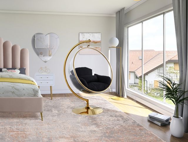 Meridian Furniture Luna Black/Gold Durable Fabric Acrylic Swing Chair-3