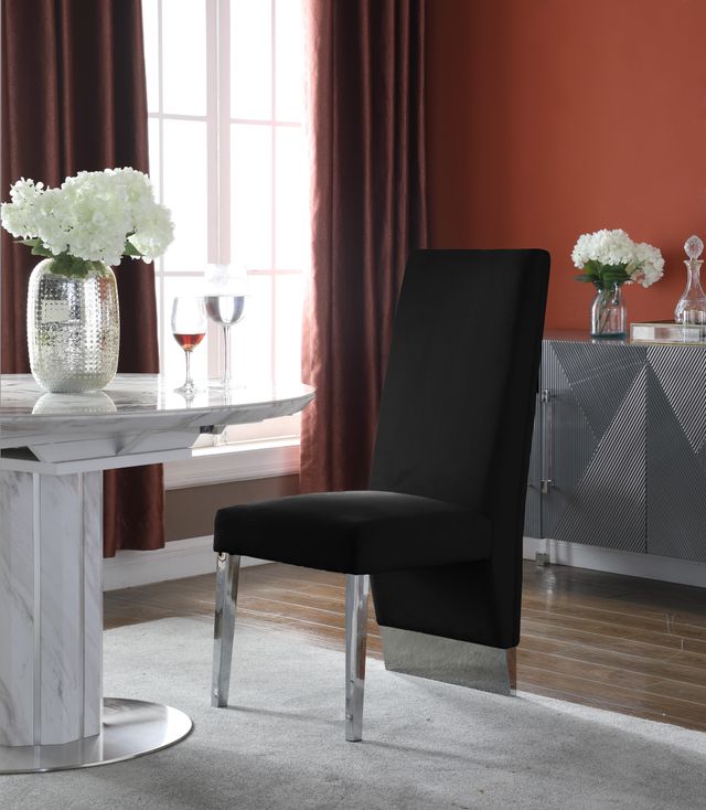 Meridian Furniture Porsha Black/Chrome Velvet Dining Chair-3