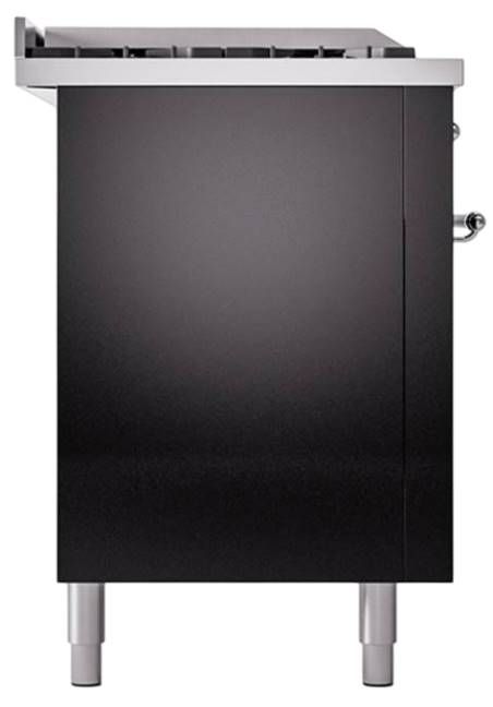 Ilve® Nostalgie II Noblesse 60'' Glossy Black Pro Style Dual Fuel Range with Chrome Trim-2