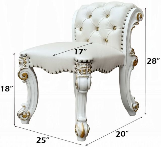 ACME Furniture Vendome Antique Pearl/Beige Vanity Stool-3