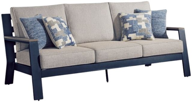 Signature Design by Ashley® Mabry Shores Driftwood/Navy Blue Aluminum/Fabric Outdoor Sofa-0