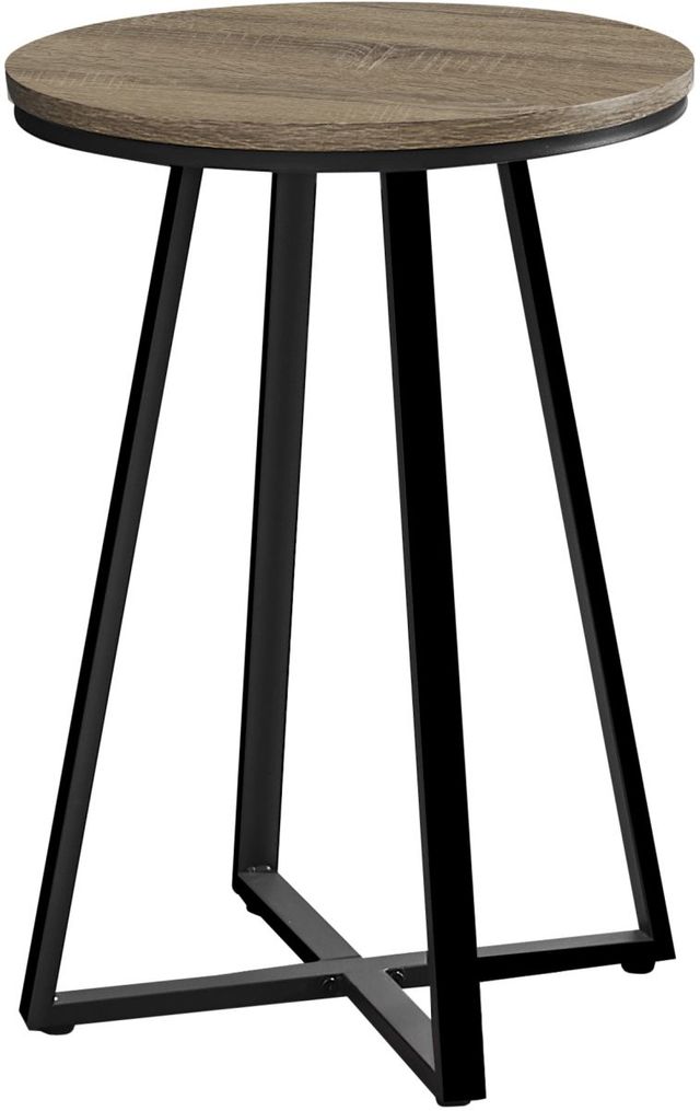 Monarch Specialties Inc. 22"H Dark Taupe Accent Table with Black Base -0
